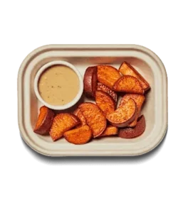 
Roasted Sweet Potatoes + Hot Honey Mustard